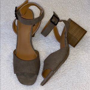 Grey Suede Heel Sandals 9 1/2